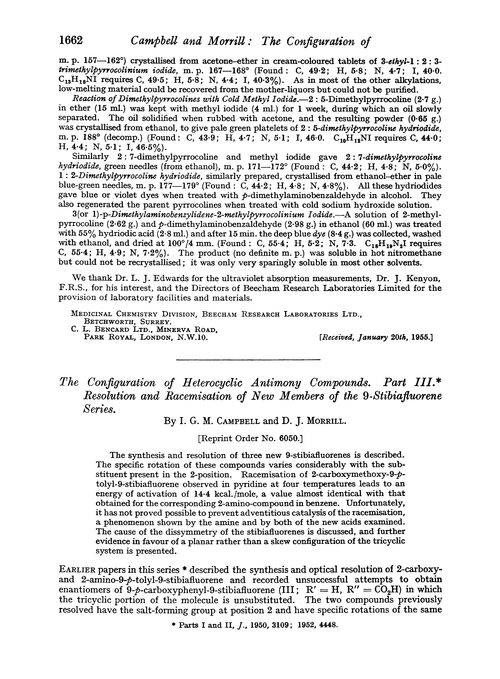 The configuration of heterocyclic antimony compounds. Part III. Resolution and racemisation of new members of the 9-stibiafluorene series