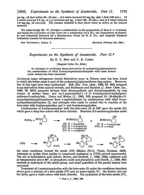 Experiments on the synthesis of azasteroids. Part II