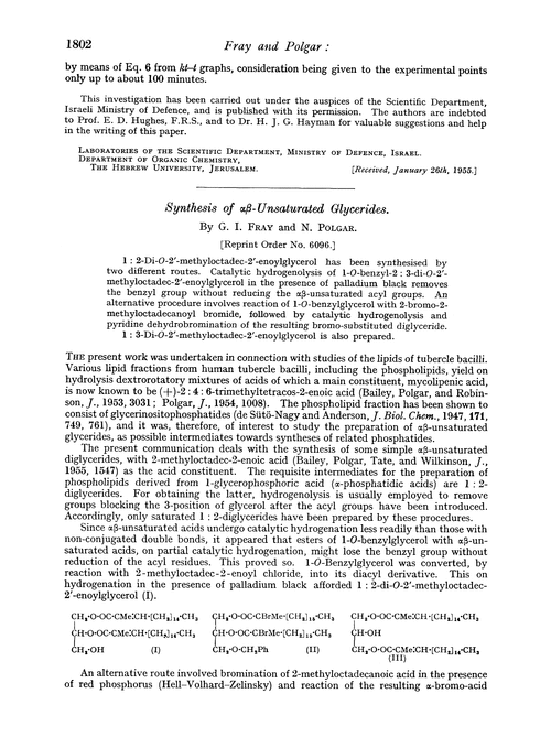 Synthesis of αβ-unsaturated glycerides