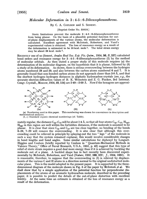 Molecular deformation in 3 : 4-5 : 6-dibenzophenanthrene