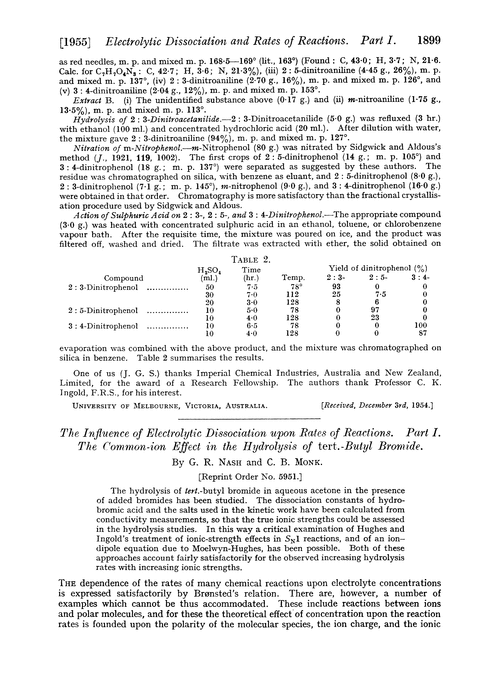 The influence of electrolytic dissociation upon rates of reactions. Part I. The common-ion effect in the hydrolysis of tert.-butyl bromide