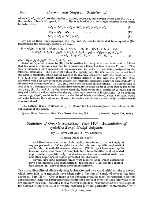 Oxidation of organic sulphides. Part IV. Autoxidation of cyclohex-2-enyl methyl sulphide