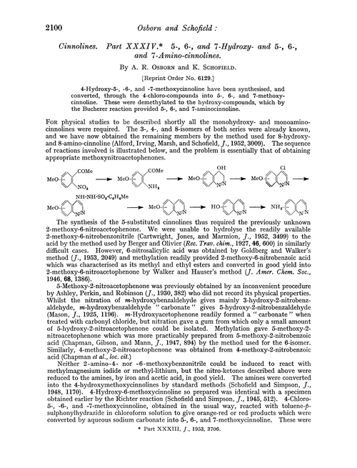 Cinnolines. Part XXXIV. 5-, 6-, and 7-Hydroxy- and 5-, 6-, and 7-amino-cinnolines