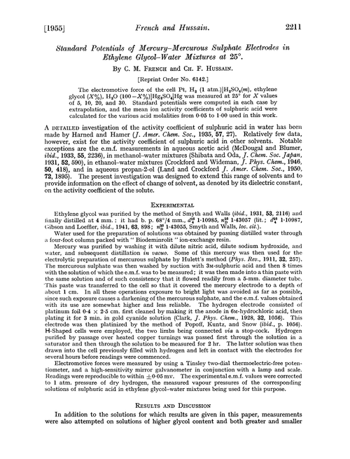 Standard potentials of mercury–mercurous sulphate electrodes in ethylene glycol–water mixtures at 25°