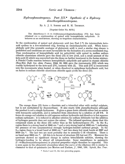 Hydroxybenzotropones. Part III. Synthesis of a hydroxy-dimethoxydibenzotropone