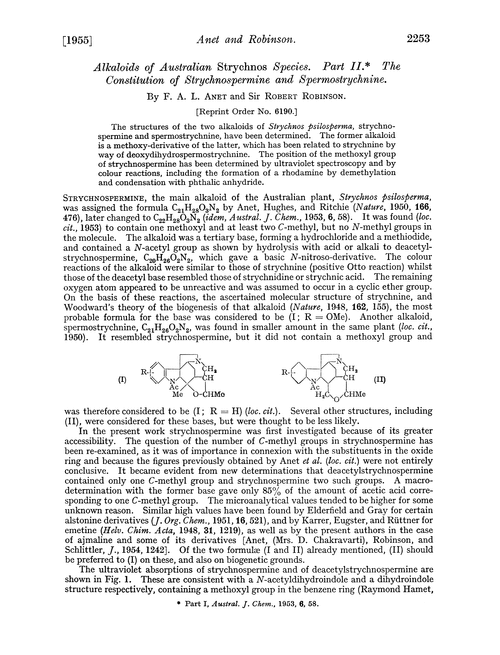 Alkaloids of Australian Strychnos species. Part II. The constitution of strychnospermine and spermostrychnine