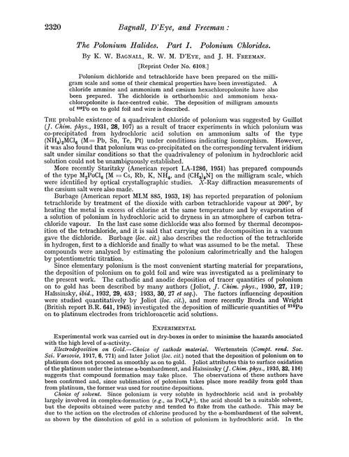 The polonium halides. Part I. Polonium chlorides