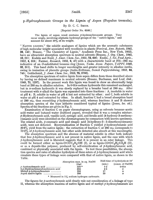 p-Hydroxybenzoate groups in the lignin of aspen (populus tremula)