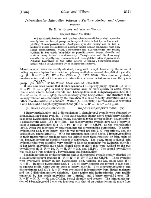 Intramolecular interaction between γ-tertiary amino- and cyano-groups