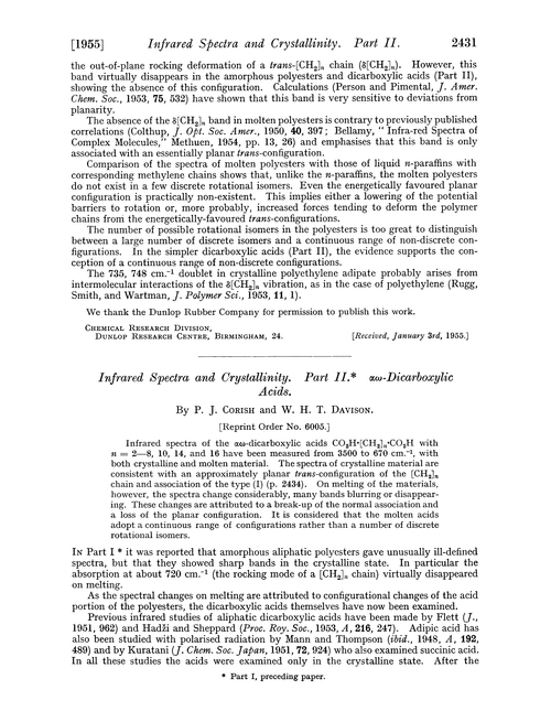 Infrared spectra and crystallinity. Part II. αω-Dicarboxylic acids