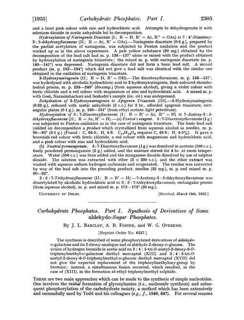 Carbohydrate phosphates. Part I. Synthesis of derivatives of some aldehydo-sugar phosphates