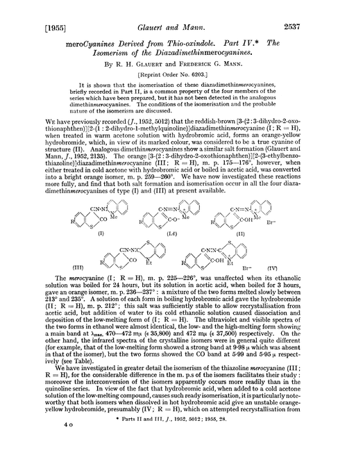 mermoCyanines derived from thio-oxindole. Part IV. The isomerism of the diazadimethinmerocyanines