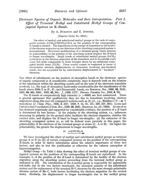 Electronic spectra of organic molecules and their interpretation. Part I. Effect of terminal methyl and substituted methyl groups of conjugated systems on K-bands