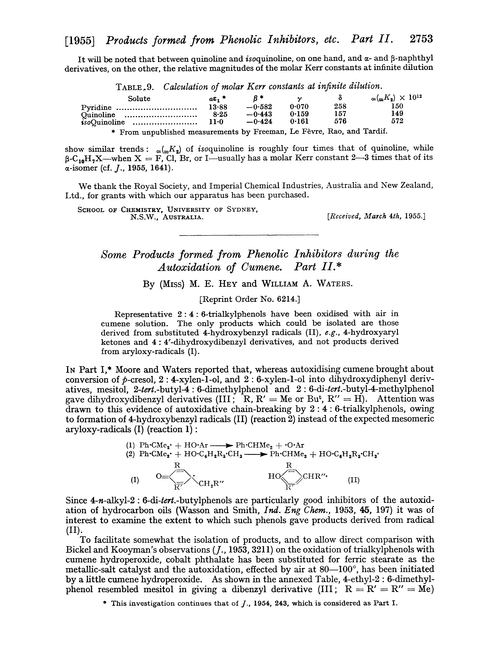 Some products formed from phenolic inhibitors during the autoxidation of cumene. Part II