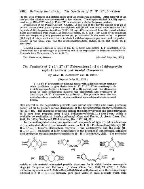 The synthesis of 2′: 3′: 2″: 3″-tetramethoxy-1: 2-4: 5-dibenzocyclohepta-1: 4-dienes and related compounds