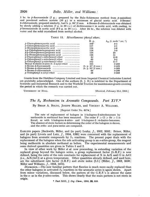 The S mechanism in aromatic compounds. Part XIV