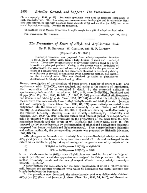 The preparation of esters of alkyl- and aryl-boronic acids