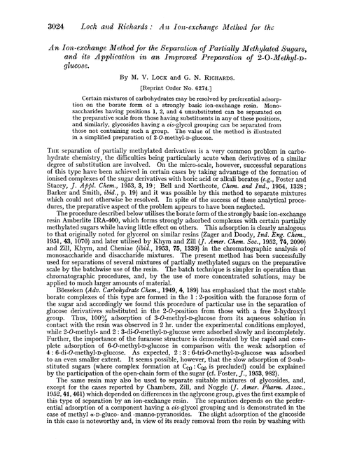 An ion-exchange method for the separation of partially methylated sugars, and its application in an improved preparation of 2-O-methyl--glucose