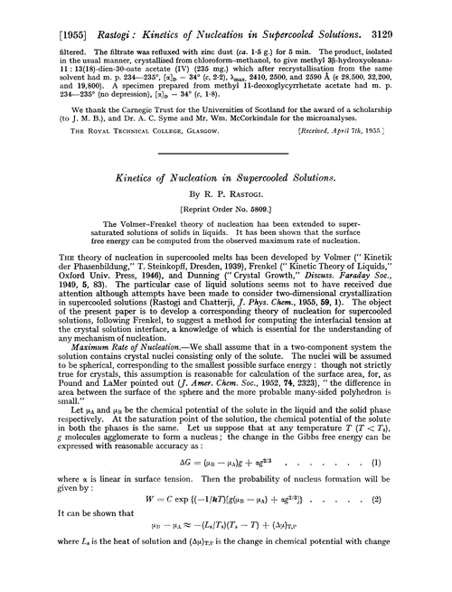 Kinetics of nucleation in supercooled solutions