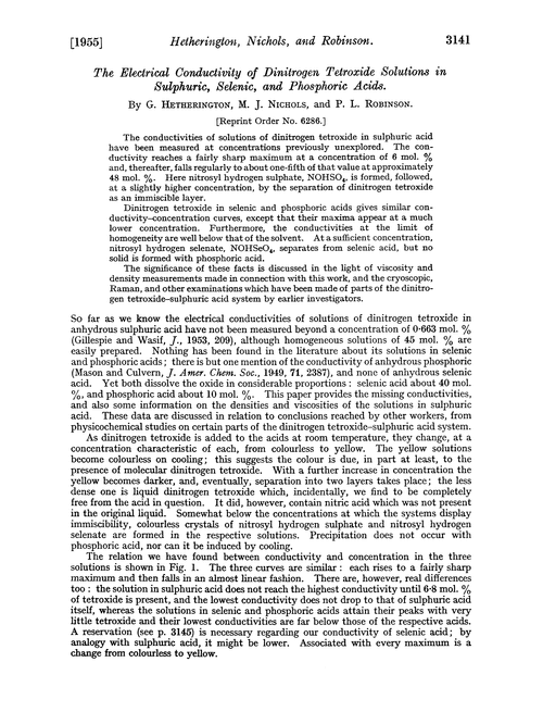 The electrical conductivity of dinitrogen tetroxide solutions in sulphuric, selenic, and phosphoric acids