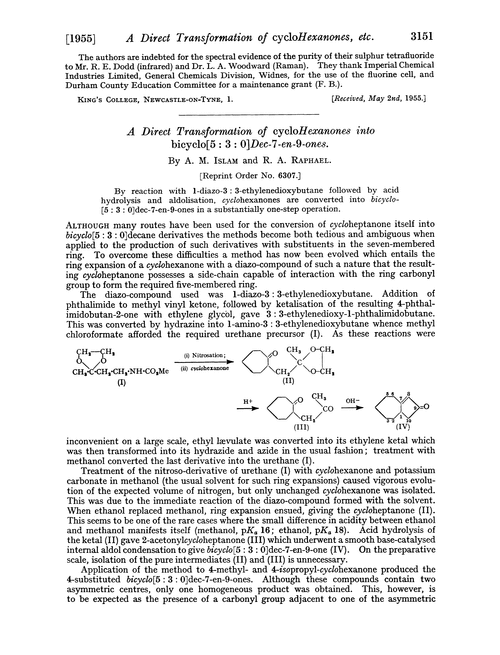 A direct transformation of cyclohexanones into bicyclo[5 : 3 : 0]dec-7-en-9-ones