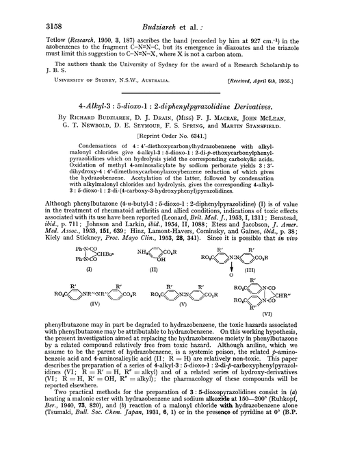 4-Alkyl-3 : 5-dioxo-1 : 2-diphenylpyrazolidine derivatives