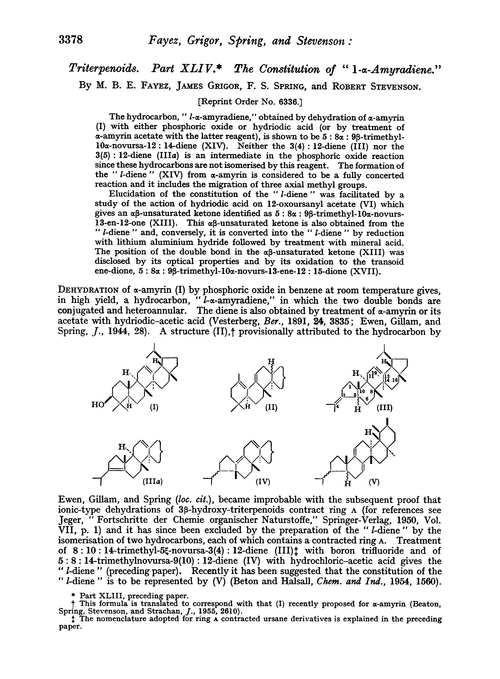 Triterpenoids. Part XLIV. The constitution of “1-α-amyradiene.”