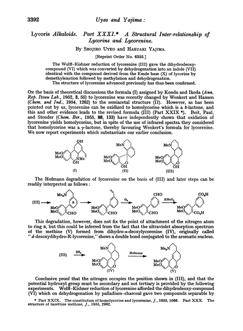 Lycoris alkaloids. Part XXXI. A structural inter-relationship of lycorine and lycorenine