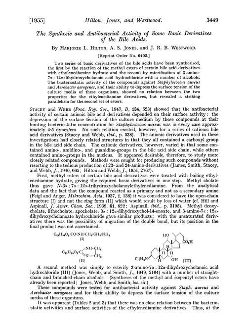 The synthesis and antibacterial activity of some basic derivatives of the bile acids