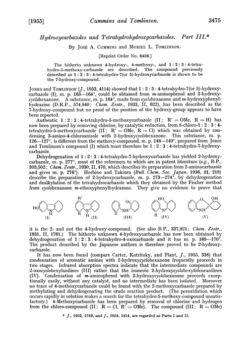 Hydroxycarbazoles and tetrahydrohydroxycarbazoles. Part III