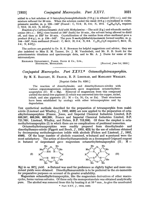 Conjugated macrocycles. Part XXVI. Octamethyltetrazaporphin