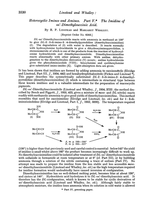 Heterocyclic imines and amines. Part V. The imidine of αα′-dimethylsuccinic acid