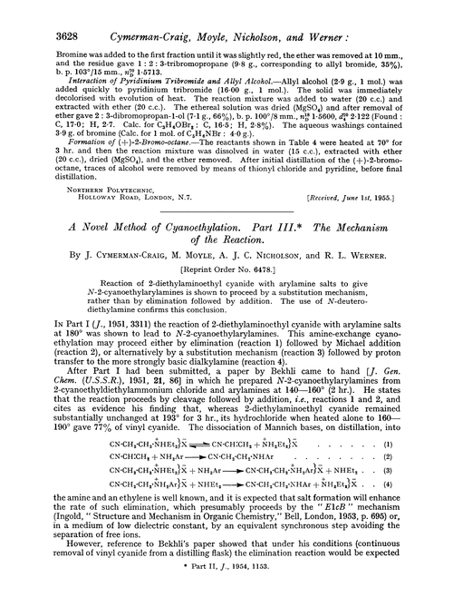 A novel method of cyanoethylation. Part III. The mechanism of the reaction