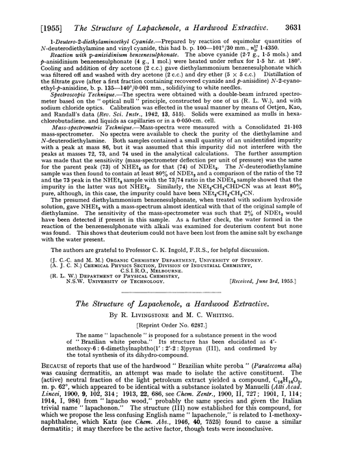 The structure of lapachenole, a hardwood extractive