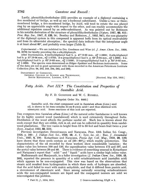 Fatty acids. Part III. The constitution and properties of santalbic acid