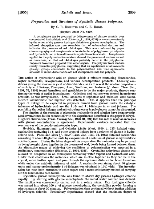 Preparation and structure of synthetic hexose polymers