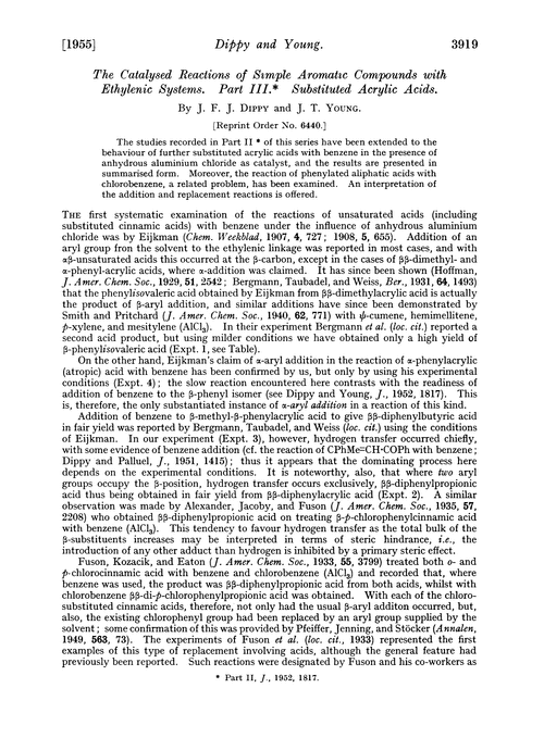 The catalysed reactions of simple aromatic compounds with ethylenic systems. Part III. Substituted acrylic acids