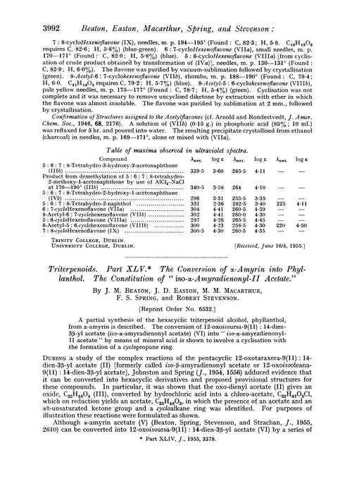 Triterpenoids. Part XLV. The conversion of α-amyrin into phyllanthol. The constitution of “iso-α-amyradienonyl-II acetate.”
