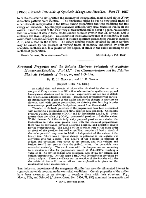 Stuctural properties and the relative electrode potentials of synthetic manganese dioxides. Part II. The characterisation and the relative electrode potentials of the α, γ-, and δ-oxides