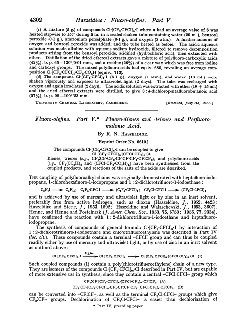 Fluoro-olefins. Part V. Fluoro-dienes and -trienes and perfluoromalonic acid