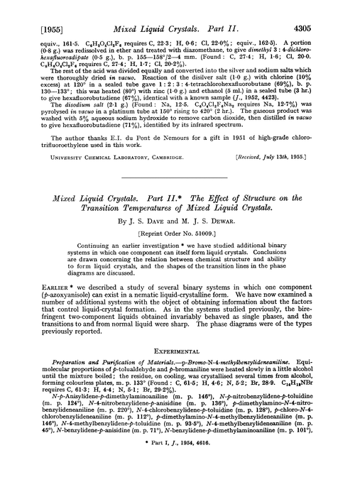 Mixed liquid crystals. Part II. The effect of structure on the transition temperatures of mixed liquid crystals