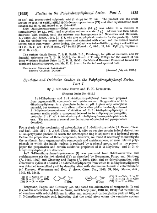 Synthetic and oxidative studies in the polyhydroxydiphenyl series. Part I