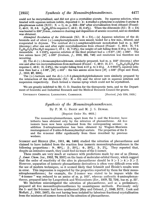 Synthesis of the mononitrophenanthrenes