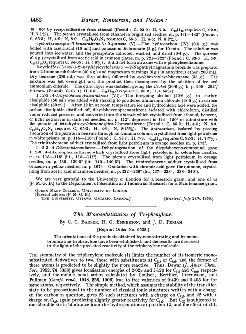 The monosubstitution of triphenylene