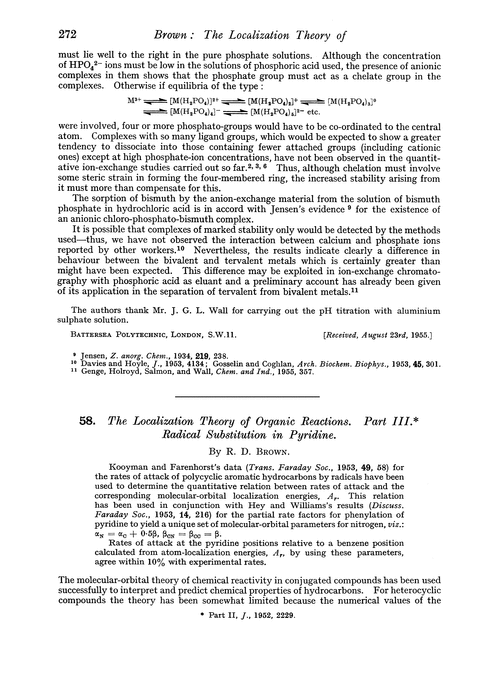 58. The localization theory of organic reactions. Part III. Radical substitution in pyridine