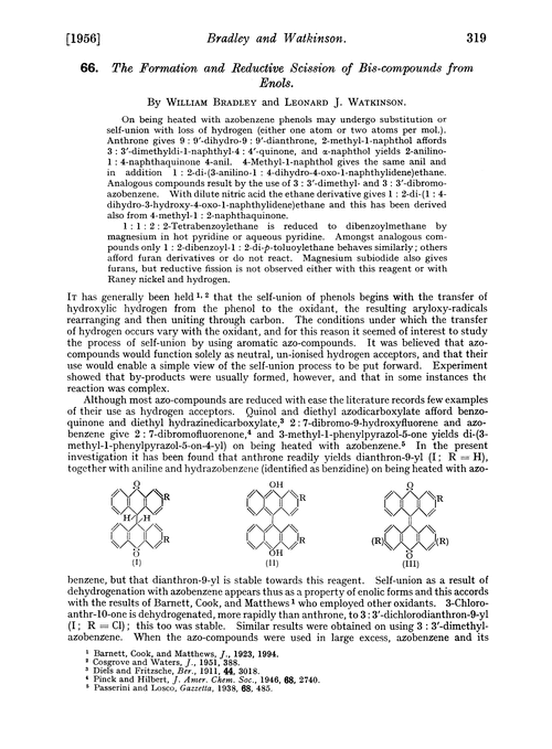 66. The formation and reductive scission of bis-compounds from enols