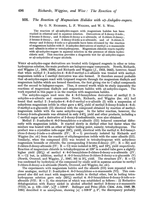 101. The reaction of magnesium halides with αβ-anhydro-sugars