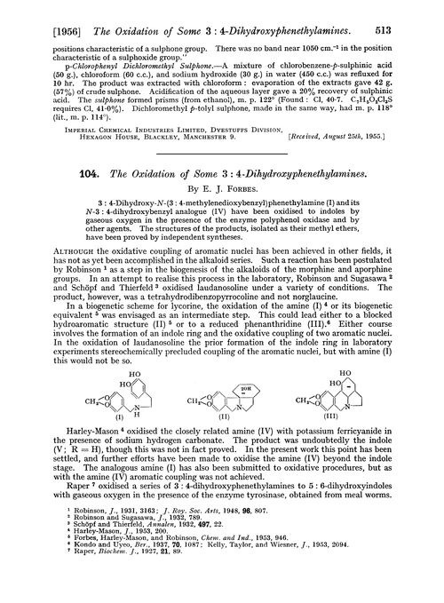 104. The oxidation of some 3 : 4-dihydroxyphenethylamines