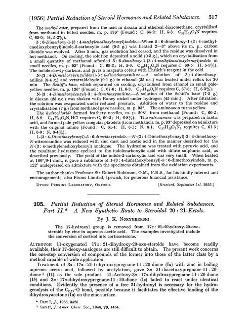 105. Partial reduction of steroid hormones and related substances. Part II. A new synthetic route to steroidal 20 : 21-ketols