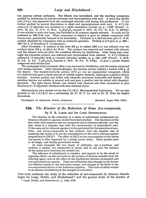 124. The kinetics of the reduction of some azo-compounds